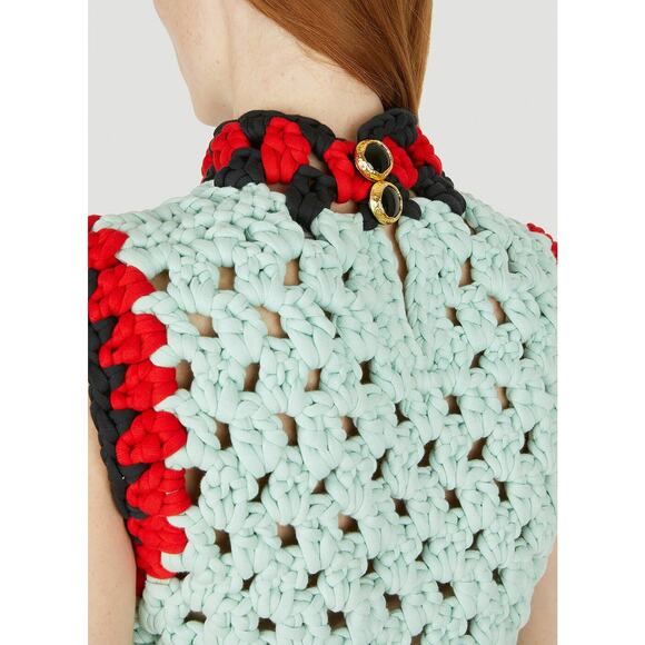 Meryll Rogge Smiley Crocheted Cotton-Blend Sweater Vest - M Mint - Picture 4 of 6